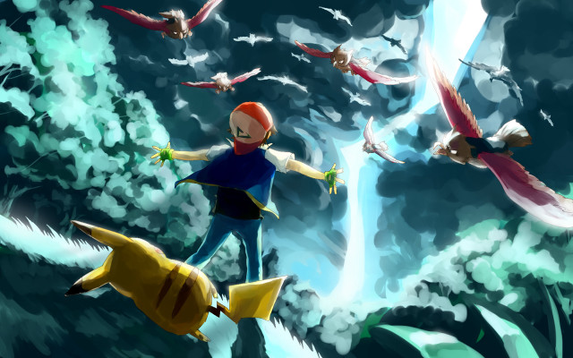 Cartoon character flying birds waterfall #2 free wallpaper - medium preview image