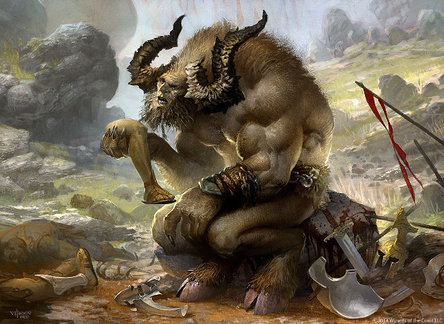 Horned man kneeling sword helmet free wallpaper - medium preview image