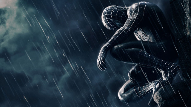 Spiderman sitting ledge rain matte free wallpaper - medium preview image