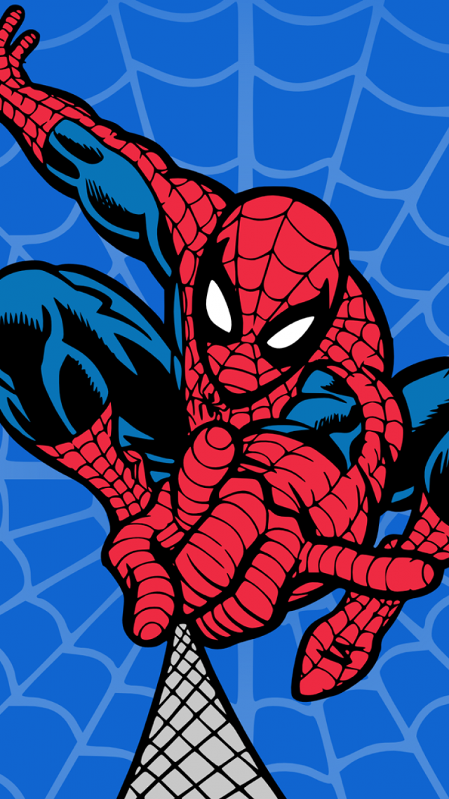 Spiderman flying blue background comic free wallpaper - medium preview image
