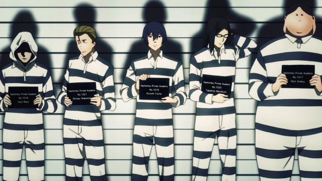 Jail uniforms holding books shadow free wallpaper - medium preview image