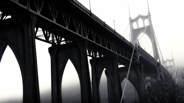Bridge tall tower foggy day free wallpaper - medium preview image