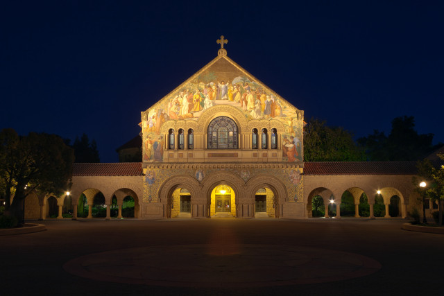 Church lit up night clock free wallpaper - medium preview image