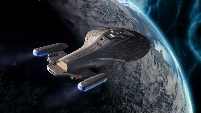 Spaceship flying blue planet space free wallpaper - medium preview image