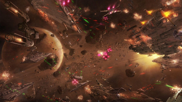 Spaceships flying star wars scene free wallpaper - medium preview image