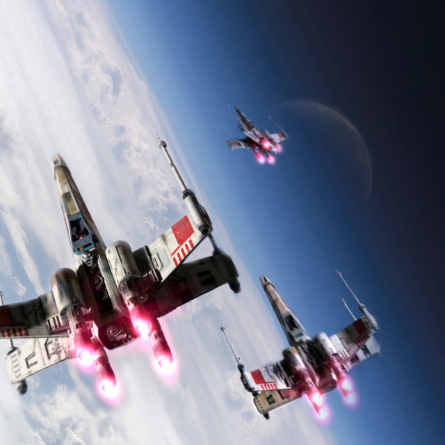 Fighter jets sky planet moon free wallpaper - medium preview image