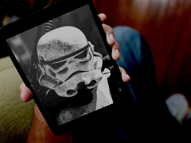 Person holding tablet storm trooper free wallpaper - medium preview image
