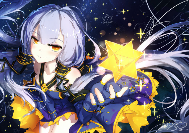 Anime character holding star behind free wallpaper - medium preview image