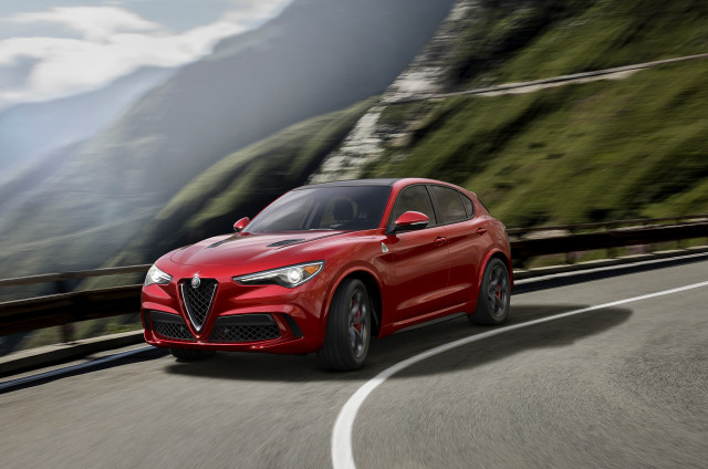 Red alfa car driving mountain free wallpaper - medium preview image