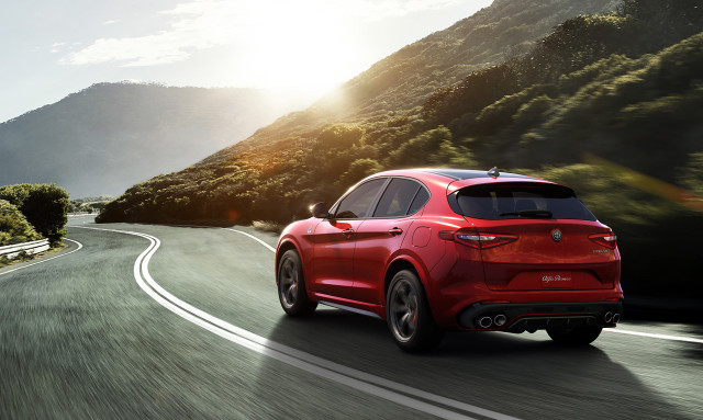 Red alfa suv mountain road free wallpaper - medium preview image