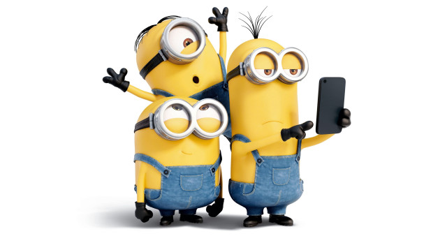 Three minions arms up cellphone free wallpaper - medium preview image