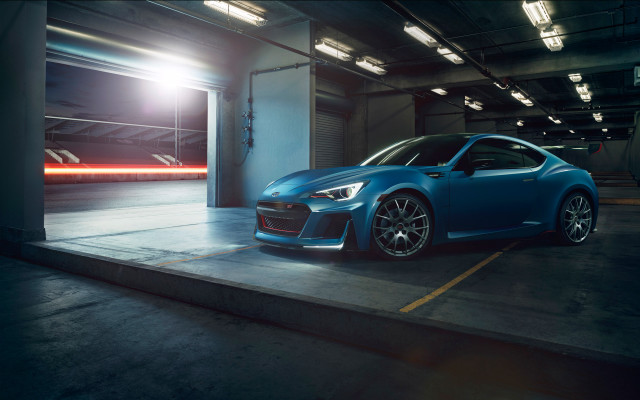 Blue sports car parking garage #4 free wallpaper - medium preview image