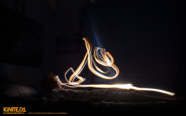 Person laying bed light painting free wallpaper - medium preview image