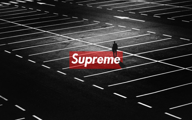 Person parking lot red supreme free wallpaper - medium preview image