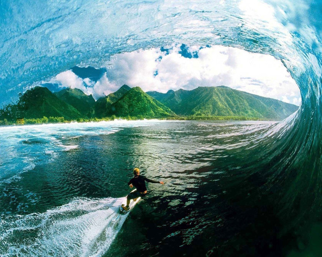 Man riding wave surfboard ocean #12 free wallpaper - medium preview image