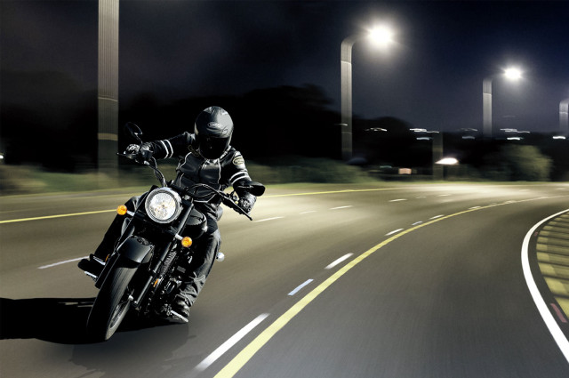 Man motorcycle curvy road nighttime free wallpaper - medium preview image