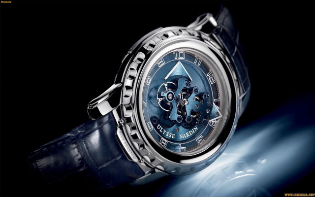 Blue dial watch black strap free wallpaper - medium preview image