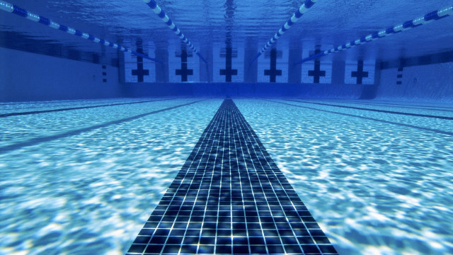 Long pool tiled floor blue free wallpaper - medium preview image