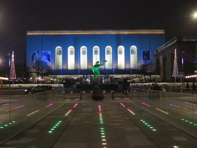 Building statue night lights person free wallpaper - medium preview image