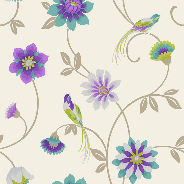 Floral wallpaper bird flowers side free wallpaper - medium preview image