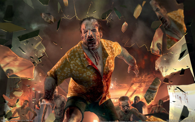 Zombie running room fire man free wallpaper - medium preview image