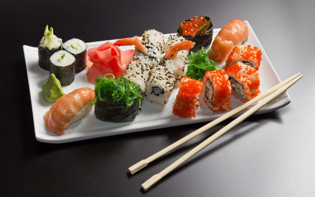 Sushi chopsticks table black background #2 free wallpaper - medium preview image