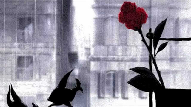 Red rose vase bird building free wallpaper - medium preview image