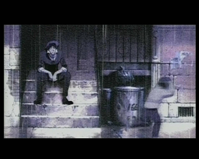 Man sitting step trash can free wallpaper - medium preview image