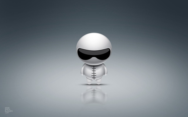 White robot black eye gray free wallpaper - medium preview image