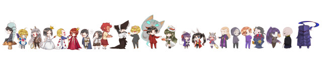 Anime characters group standing row free wallpaper - medium preview image