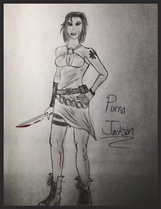 Woman knife drawing name puma free wallpaper - medium preview image