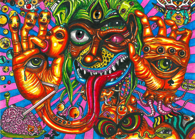 Colorful patterned face artwork painting free wallpaper - medium preview image