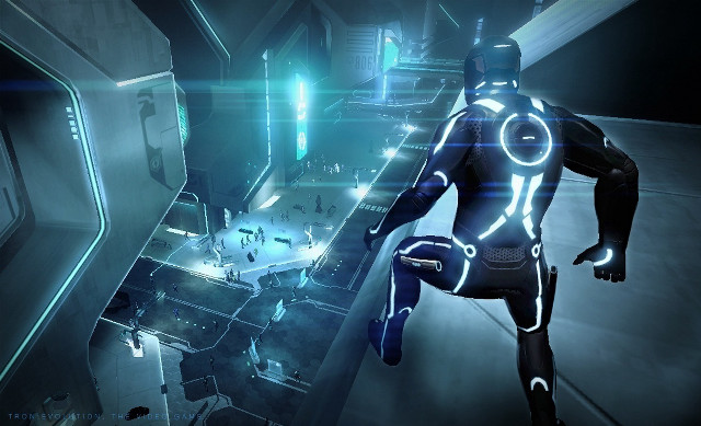 Futuristic man running tunnel light free wallpaper - medium preview image