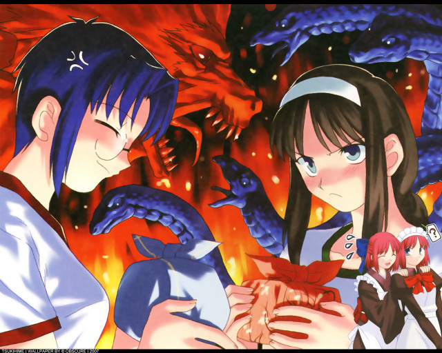 Anime characters fire demon back free wallpaper - medium preview image
