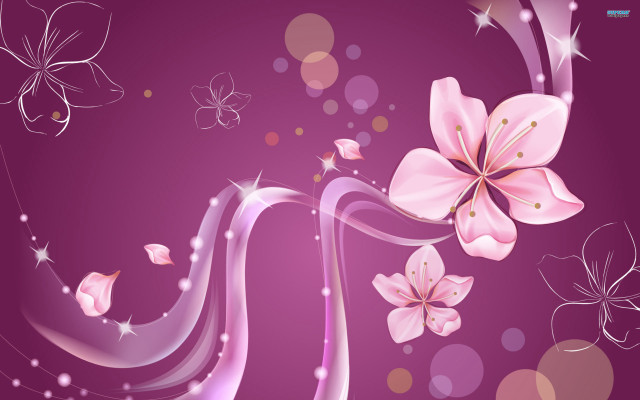 Purple background flowers butterflies star free wallpaper - medium preview image