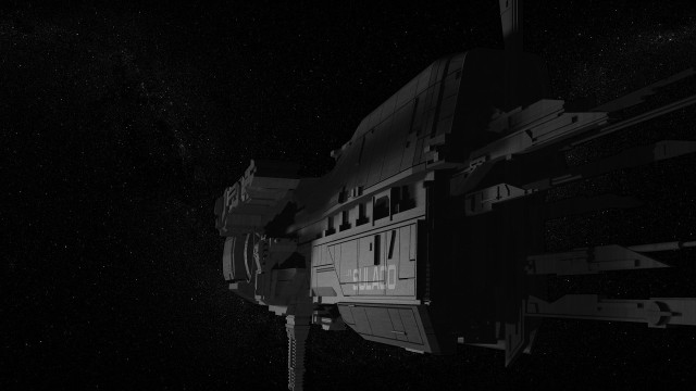 Space station night stars blackwhite free wallpaper - medium preview image