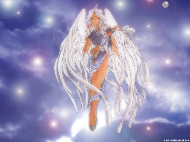 Woman white wings flying blue free wallpaper - medium preview image