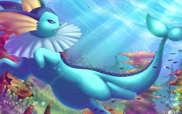 Blue dragon floating ocean fish free wallpaper - medium preview image