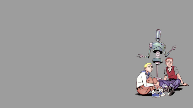 Couple people sitting ground robot free wallpaper - medium preview image
