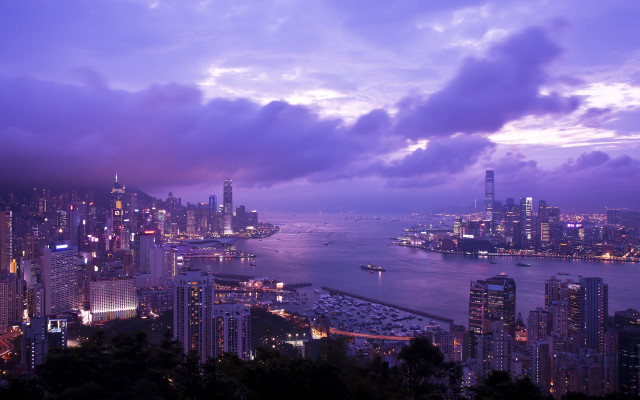 City skyline water background view free wallpaper - medium preview image