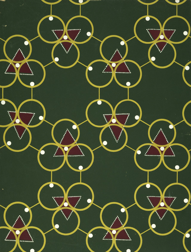Green wall pattern circles triangles free wallpaper - medium preview image
