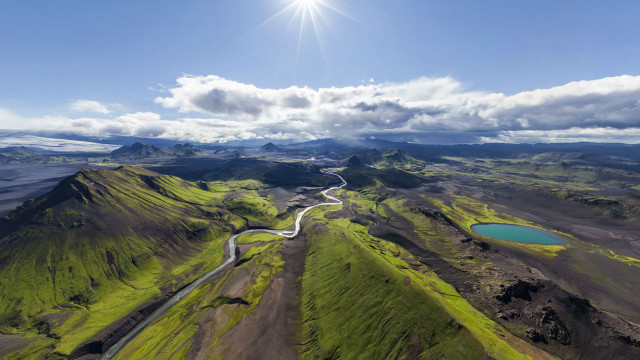 Scenic view river valley mountains free wallpaper - medium preview image