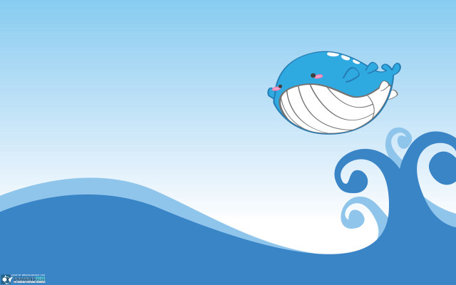 Blue whale jumping over wave free wallpaper - medium preview image