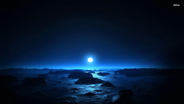 Bright blue ball dark ocean free wallpaper - medium preview image