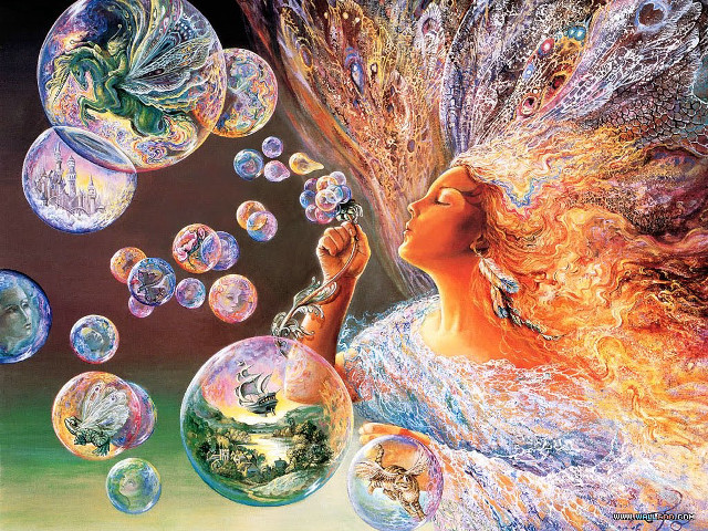 Woman blowing bubbles side profile free wallpaper - medium preview image