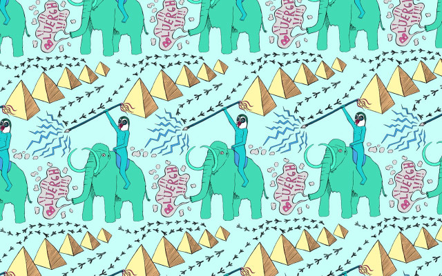Blue elephant kite pyramid man free wallpaper - medium preview image