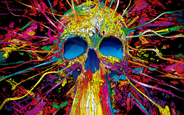 Colorful skull blue eyes multicolored #2 free wallpaper - medium preview image