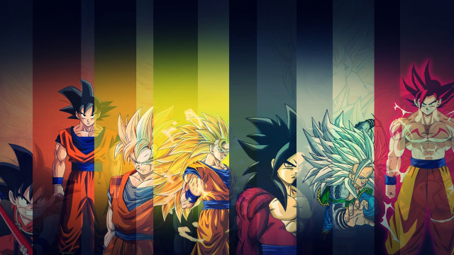 Dragon ball characters striped rainbow free wallpaper - medium preview image