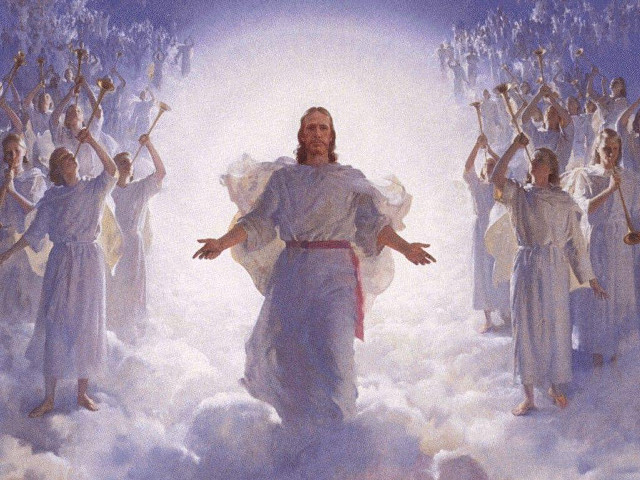 Jesus walking clouds arms outstretched free wallpaper - medium preview image