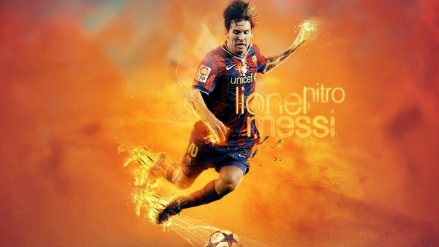 Man kicking soccer ball fire #2 free wallpaper - medium preview image